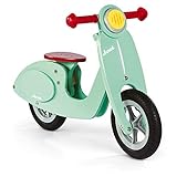 Janod Wooden Kids Scooter Mint - Balance Scooter with Vintage Retro Look - Adjustable Saddle,...